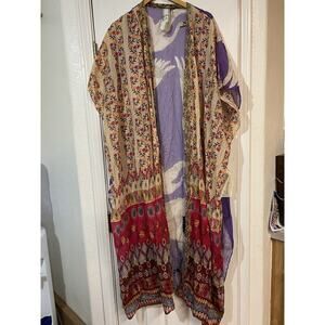 NWT Aratta Obsessed Kimono Cream Fushia One Size NEW